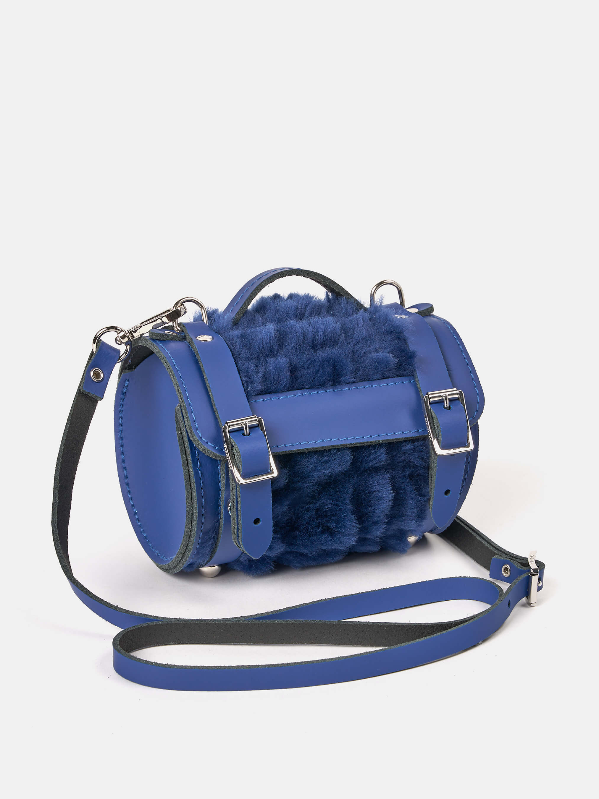 The Micro Bowls Bag - Electric Blue Merino Wool with Sultry Blue