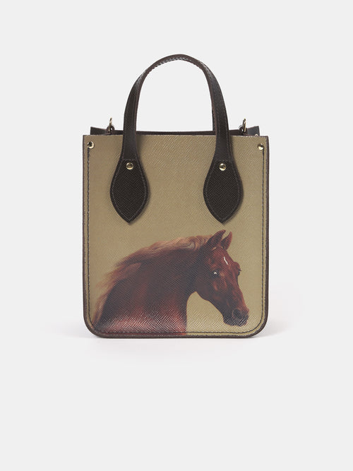 The Mini Tote - Dark Brown Saffiano with Whistlejacket