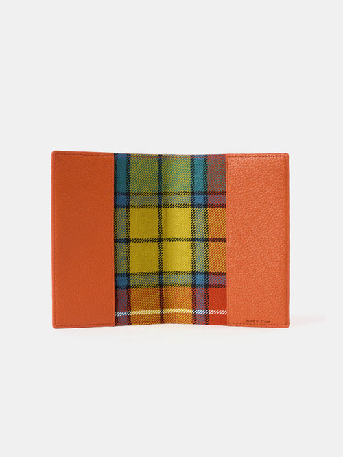 The Passport Cover - Ochre Madras Grain with Tartan